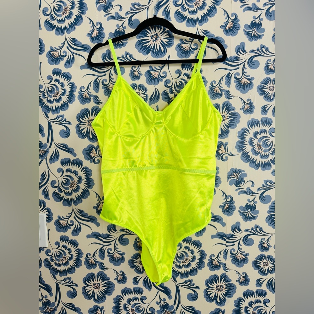 NWOT Silky Neon Yellow Lycra Bodysuit 1XL 2XL